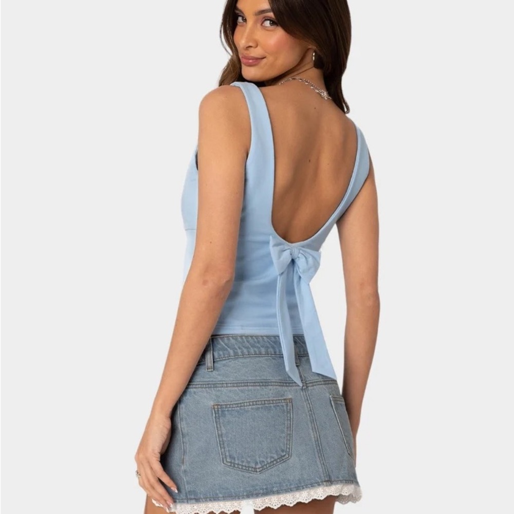 Edikted Ronda Bow Back Tank Top Blue Size S